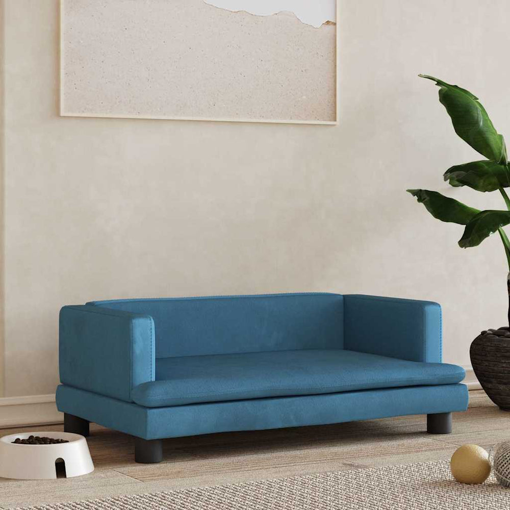 vidaXL Dog Bed Blue 80x45x30 cm Velvet