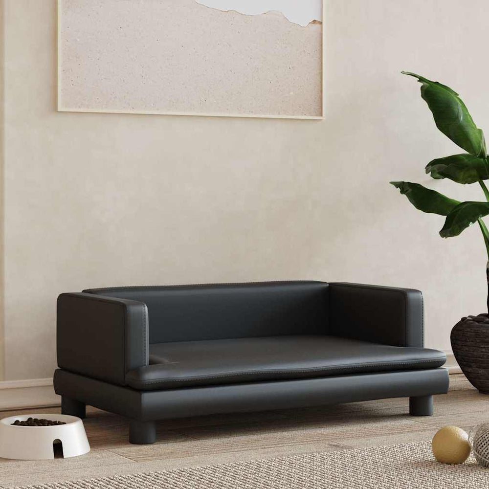vidaXL Dog Bed Black 80x45x30 cm Faux Leather
