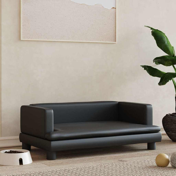 vidaXL Dog Bed Black 80x45x30 cm Faux Leather