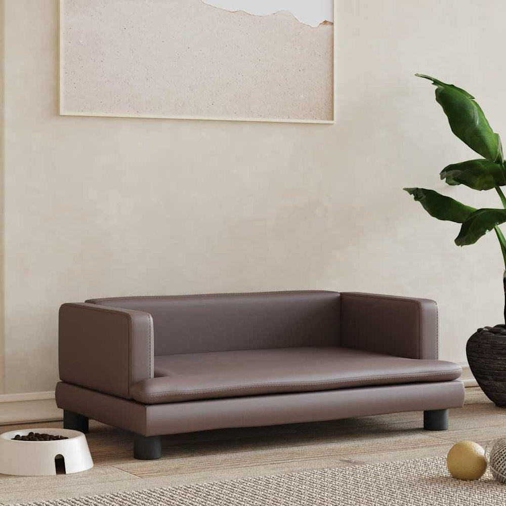 vidaXL Dog Bed Brown 80x45x30 cm Artificial Leather