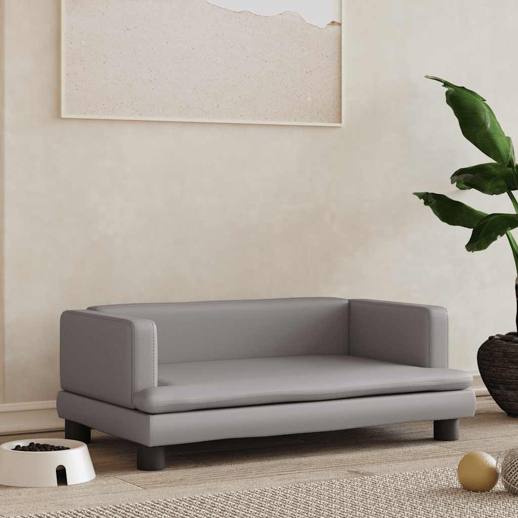 vidaXL Dog Bed Grey 80x45x30 cm Artificial Leather