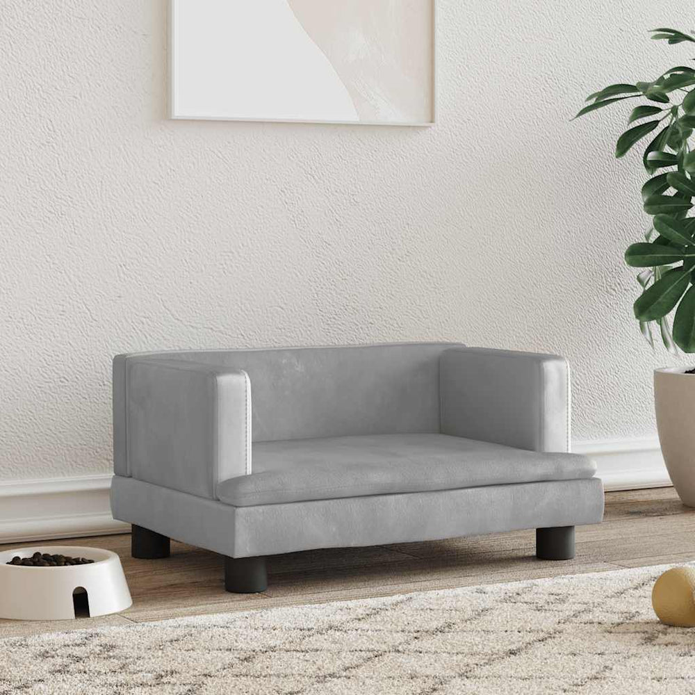 vidaXL Dog Bed Light Grey 60x40x30 cm Velvet