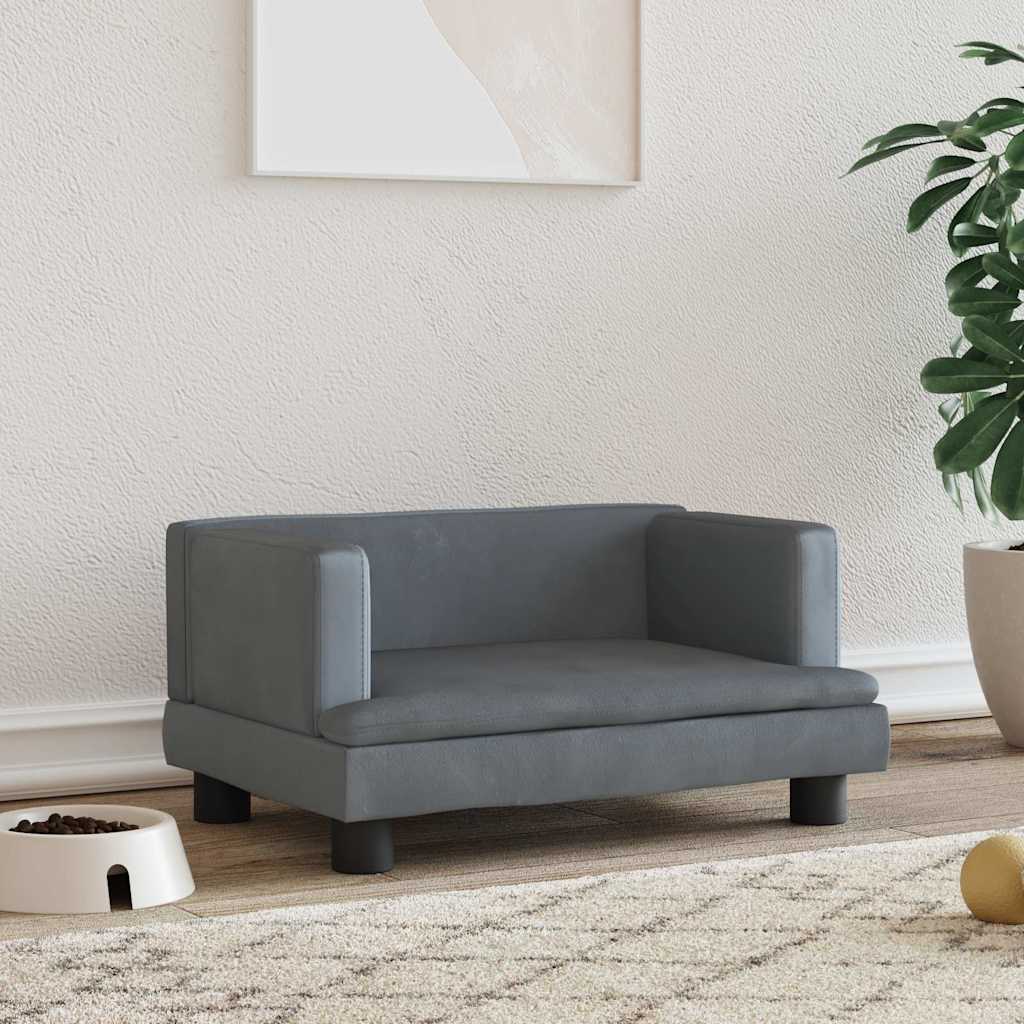 vidaXL Dog Bed Dark Grey 60x40x30 cm Velvet