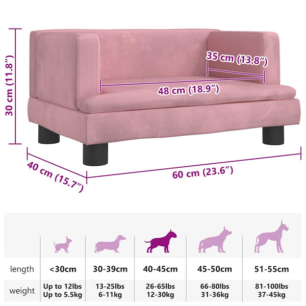 vidaXL Dog Bed Pink 60x40x30 cm Velvet