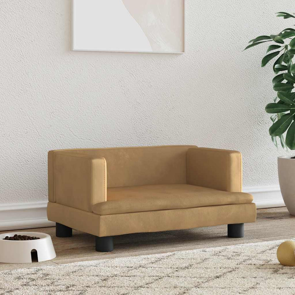 vidaXL Dog Bed Brown 60x40x30 cm Velvet