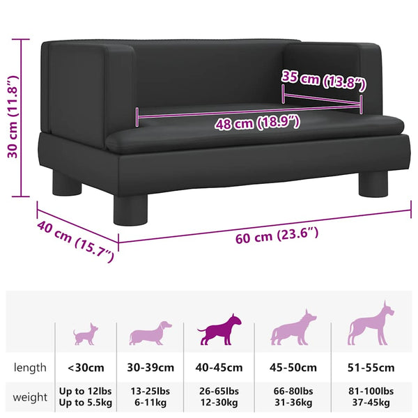 vidaXL Dog Bed Black 60x40x30 cm Artificial Leather