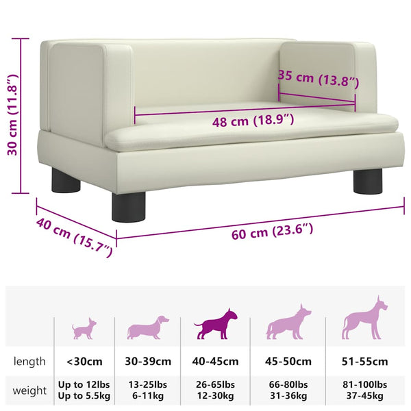 vidaXL Dog Bed Cream 60x40x30 cm Faux Leather