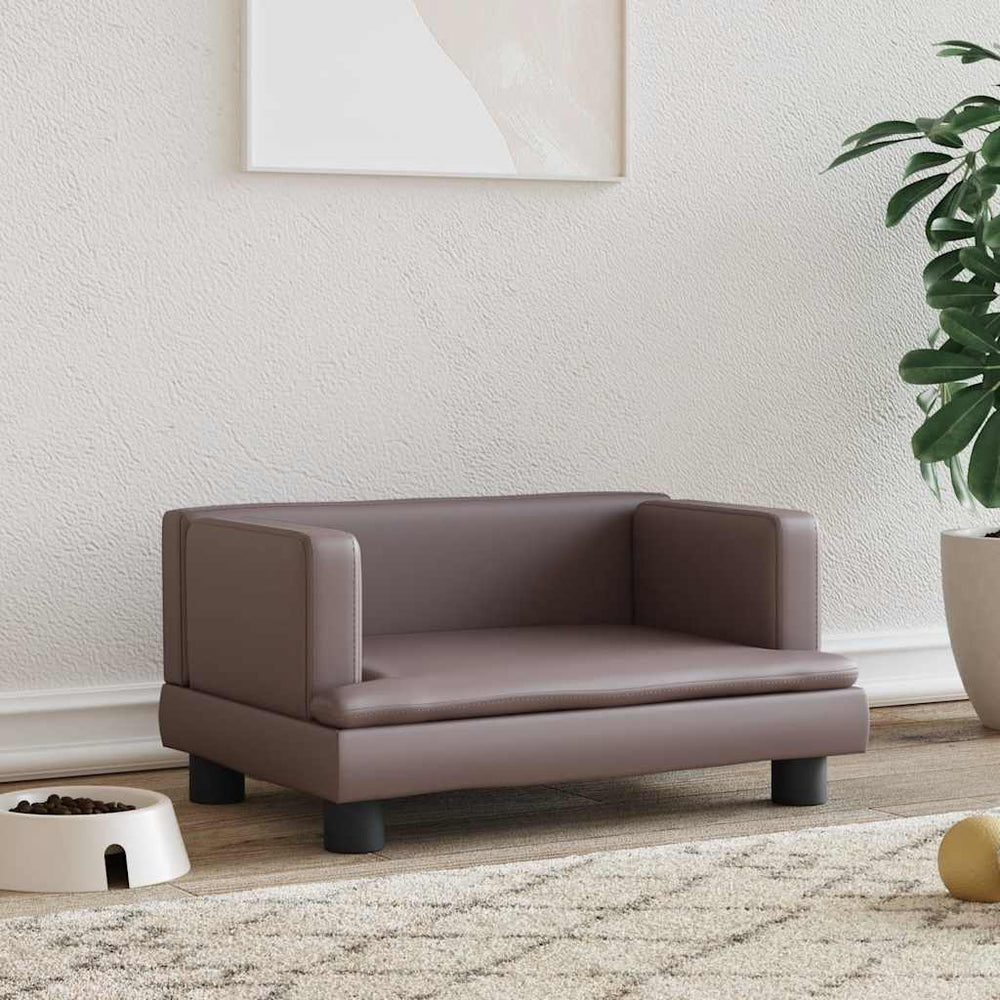 vidaXL Dog Bed Brown 60x40x30 cm Faux Leather