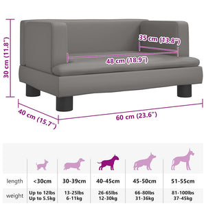 vidaXL Dog Bed Grey 60x40x30 cm Faux Leather