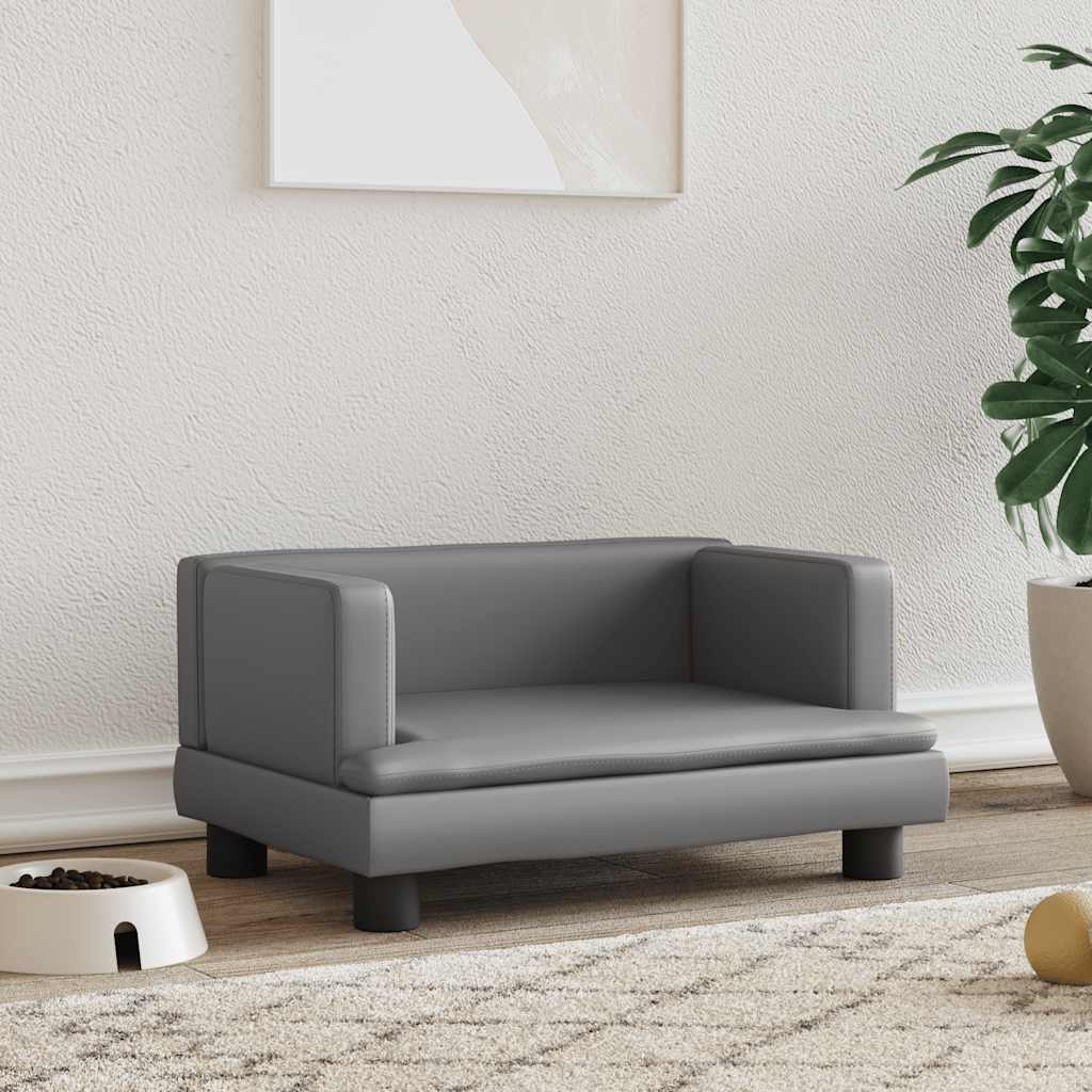 vidaXL Dog Bed Grey 60x40x30 cm Faux Leather