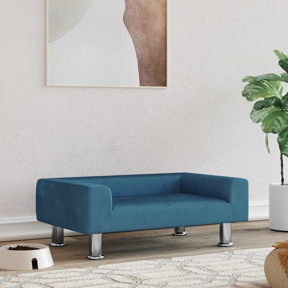 vidaXL Dog Bed Blue 70x45x26.5 cm Velvet