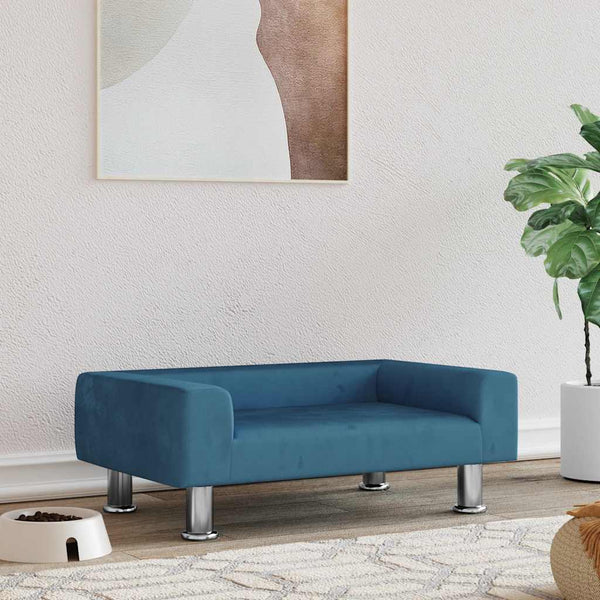 vidaXL Dog Bed Blue 70x45x26.5 cm Velvet
