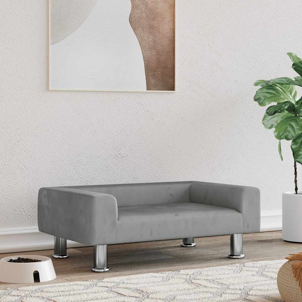 vidaXL Dog Bed Light Grey 70x45x26.5 cm Velvet