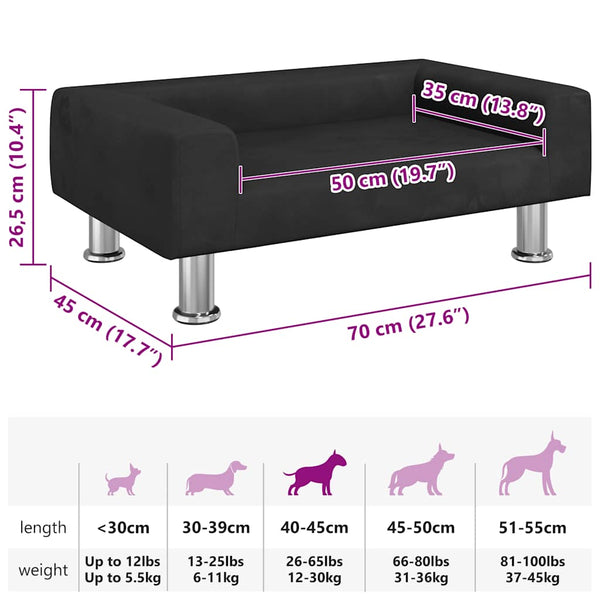 vidaXL Dog Bed Black 70x45x26.5 cm Velvet