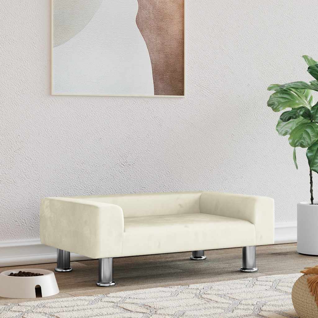 vidaXL Dog Bed Cream 70x45x26.5 cm Velvet