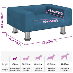 vidaXL Dog Bed Blue 50x40x26.5 cm Velvet