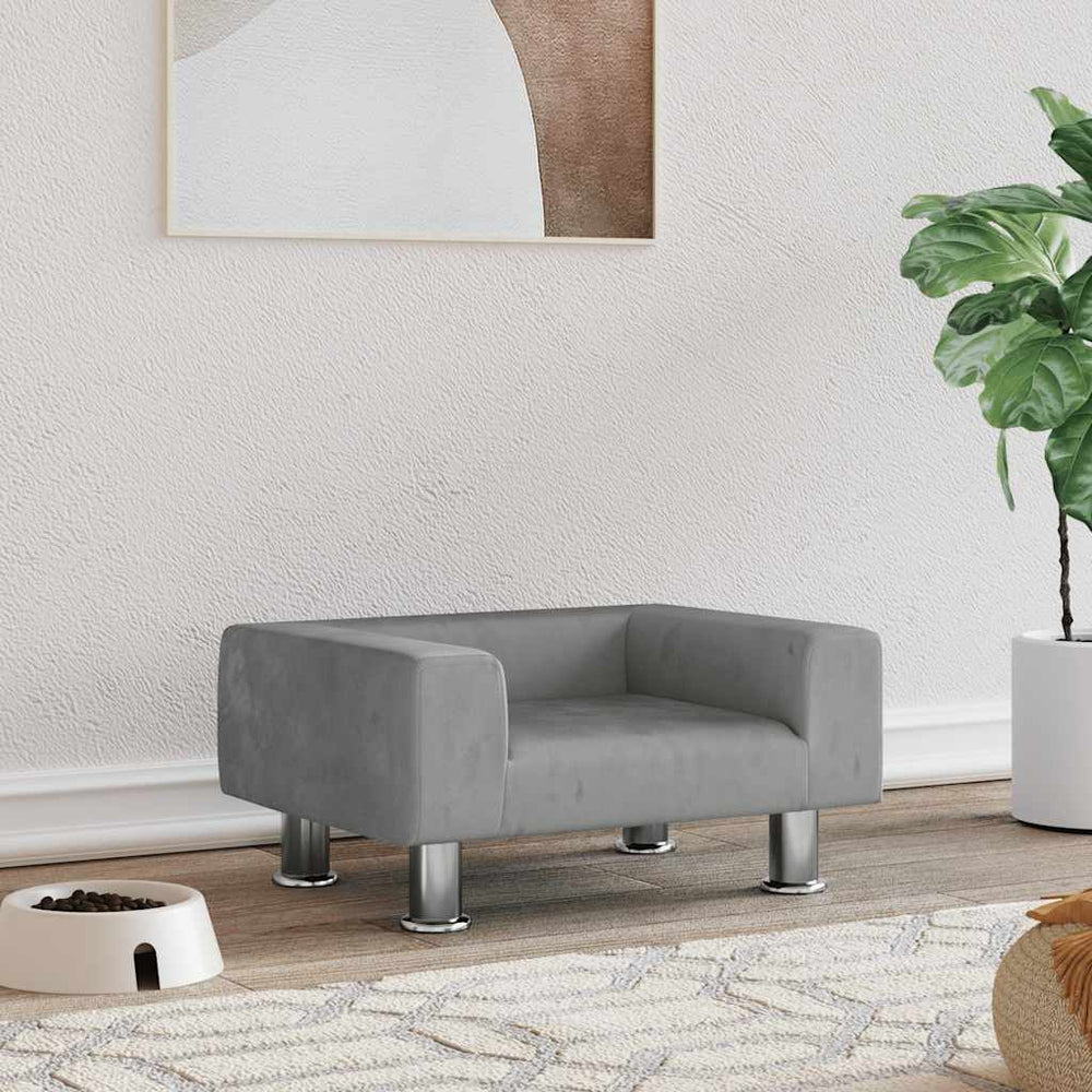 vidaXL Dog Bed Light Grey 50x40x26.5 cm Velvet