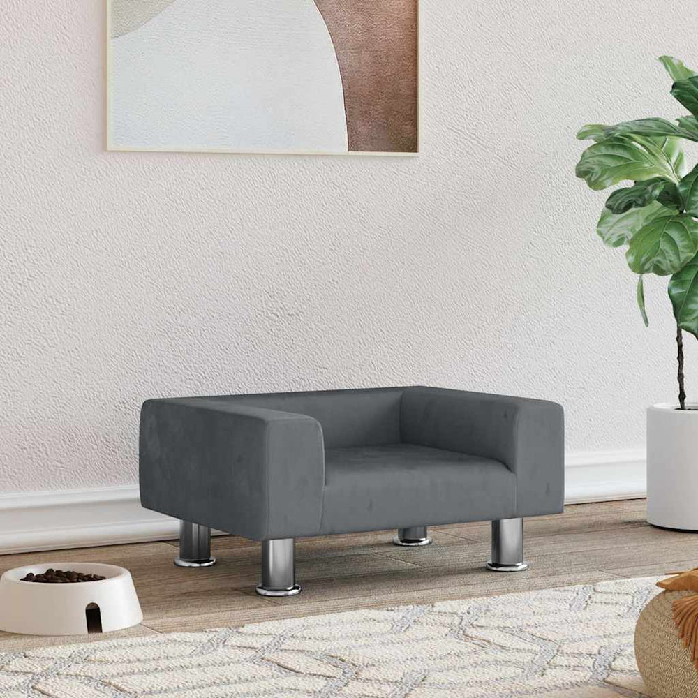 vidaXL Dog Bed Dark Grey 50x40x26.5 cm Velvet