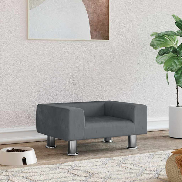 vidaXL Dog Bed Dark Grey 50x40x26.5 cm Velvet