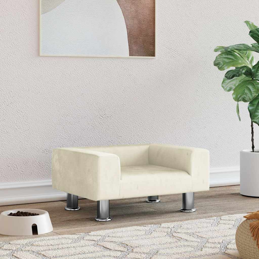 vidaXL Dog Bed Cream 50x40x26.5 cm Velvet
