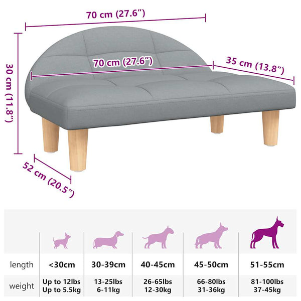 vidaXL Dog Bed Light Grey 70x52x30 cm Fabric
