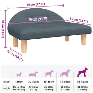 vidaXL Dog Bed Dark Grey 70x52x30 cm Fabric