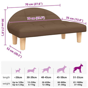vidaXL Dog Bed Brown 70x52x30 cm Fabric