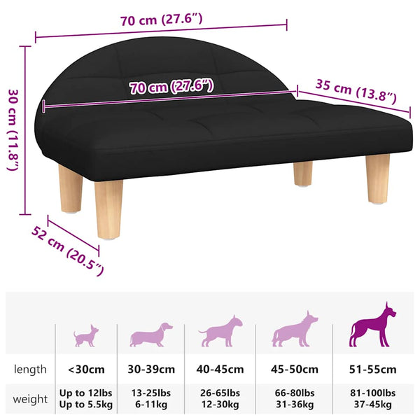 vidaXL Dog Bed Black 70x52x30 cm Fabric