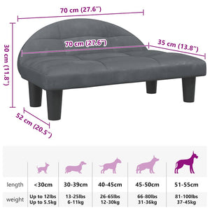 vidaXL Dog Bed Dark Grey 70x52x30 cm Velvet