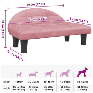 vidaXL Dog Bed Pink 70x52x30 cm Velvet