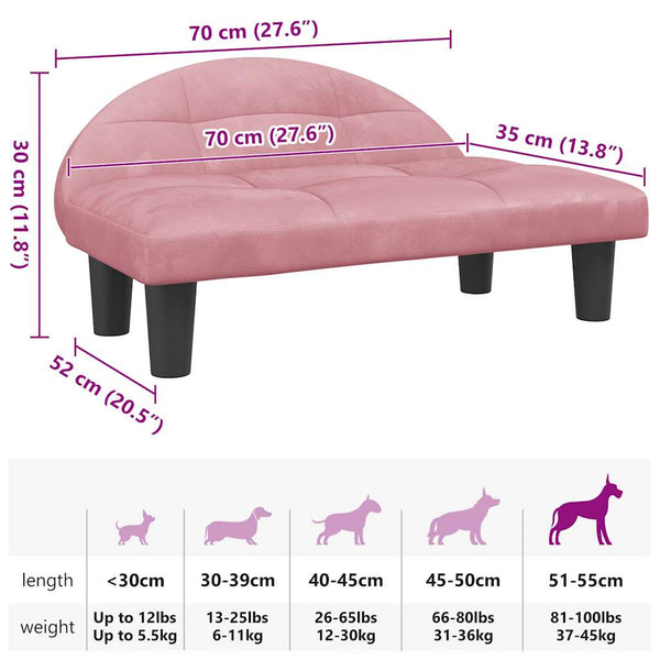 vidaXL Dog Bed Pink 70x52x30 cm Velvet