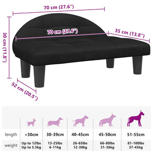 vidaXL Dog Bed Black 70x52x30 cm Velvet