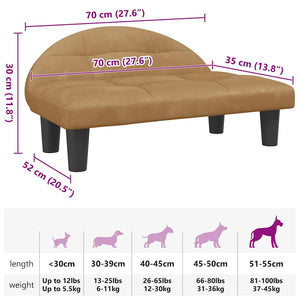 vidaXL Dog Bed Brown 70x52x30 cm Velvet