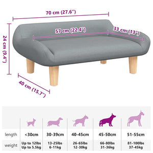 vidaXL Dog Bed Light Grey 70x40x24 cm Fabric