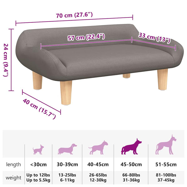 vidaXL Dog Bed Taupe 70x40x24 cm Fabric
