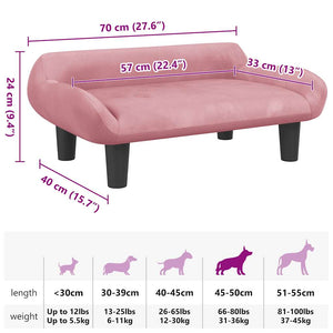 vidaXL Dog Bed Pink 70x40x24 cm Velvet