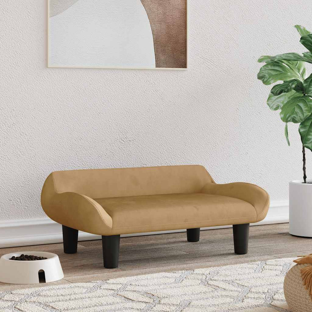 vidaXL Dog Bed Brown 70x40x24 cm Velvet
