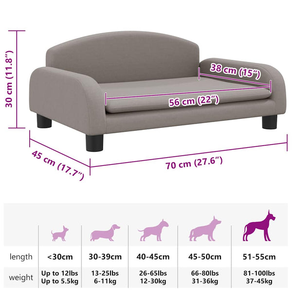 vidaXL Dog Bed Taupe 70x45x30 cm Fabric