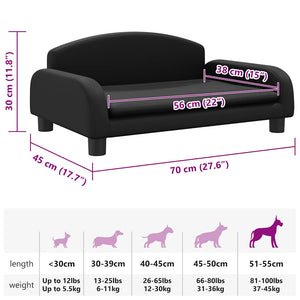 vidaXL Dog Bed Black 70x45x30 cm Faux Leather