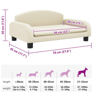 vidaXL Dog Bed Cream 70x45x30 cm Artificial Leather