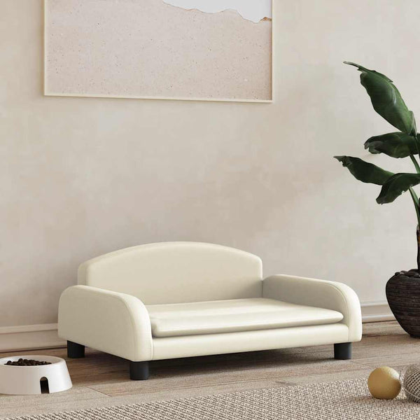 vidaXL Dog Bed Cream 70x45x30 cm Artificial Leather
