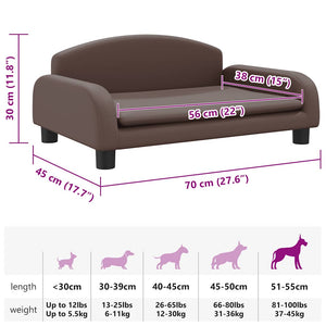 vidaXL Dog Bed Brown 70x45x30 cm Faux Leather
