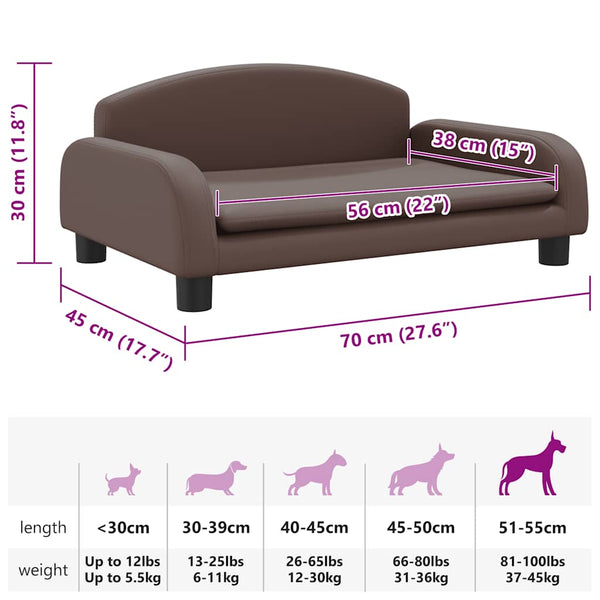 vidaXL Dog Bed Brown 70x45x30 cm Faux Leather