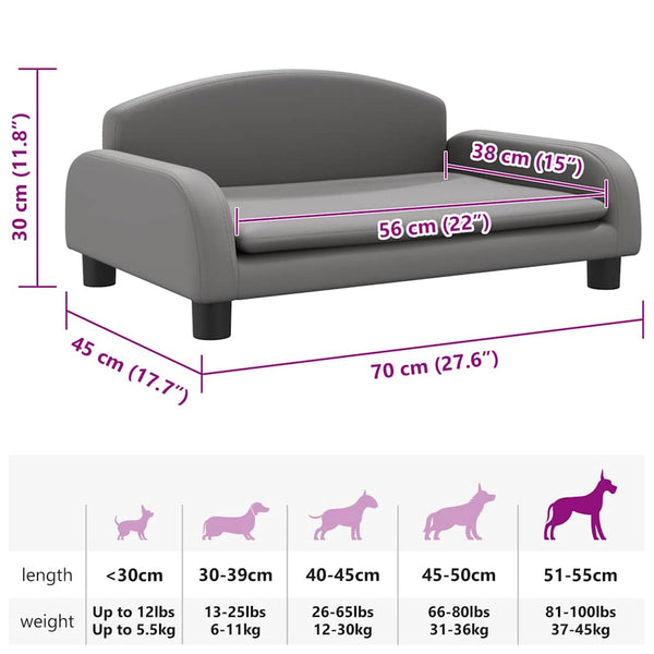 vidaXL Dog Bed Grey 70x45x30 cm Artificial Leather