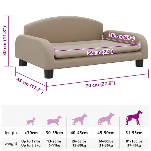 vidaXL Dog Bed Cappuccino Brown 70x45x30 cm Faux Leather