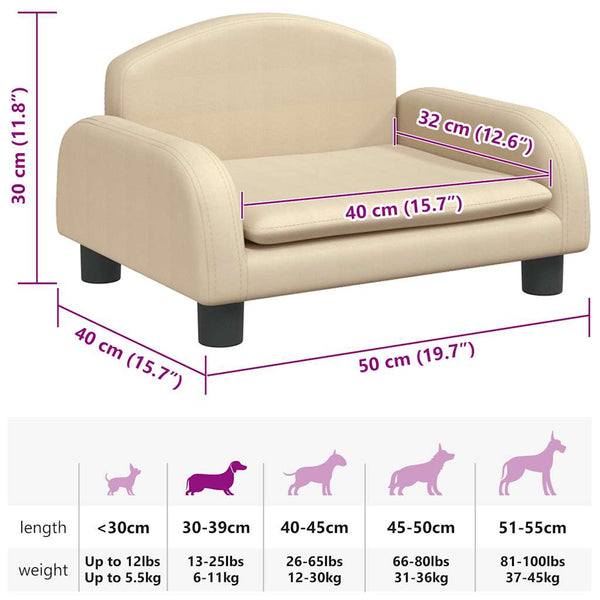 vidaXL Dog Bed Cream 50x40x30 cm Fabric
