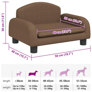 vidaXL Dog Bed Brown 50x40x30 cm Fabric
