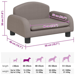 vidaXL Dog Bed Taupe 50x40x30 cm Fabric