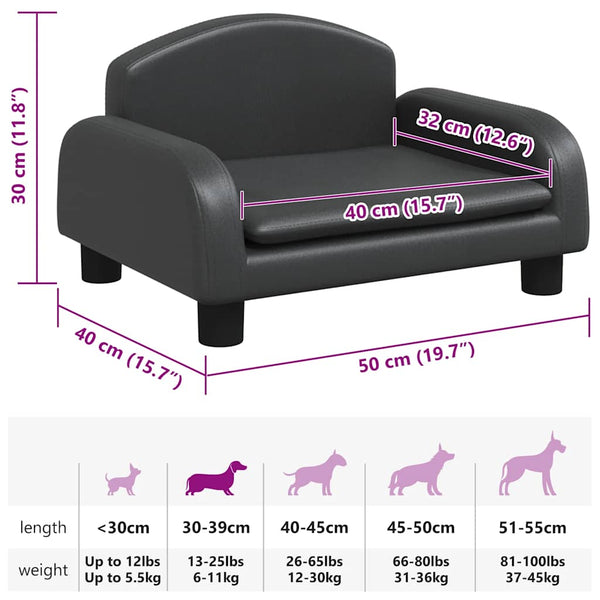vidaXL Dog Bed Black 50x40x30 cm Artificial Leather