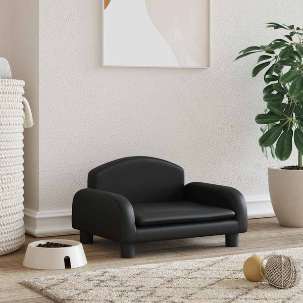 vidaXL Dog Bed Black 50x40x30 cm Artificial Leather